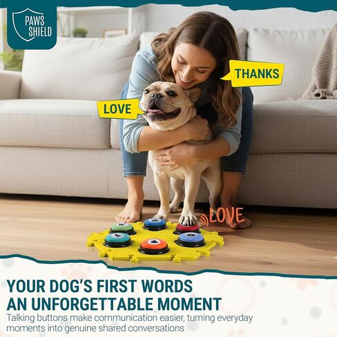 Dog Buttons for Communication with Mat (6 Pieces) - 6 Recordable Dog Talking Buttons - Teach Your Dog to Talk - Smart Dog Training Starter Set - Ideal Gift for Your Lovely Dog in Kuwait