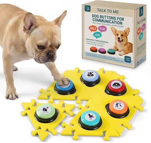 Dog Buttons for Communication with Mat (6 Pieces) - 6 Recordable Dog Talking Buttons - Teach Your Dog to Talk - Smart Dog Training Starter Set - Ideal Gift for Your Lovely Dog in Kuwait
