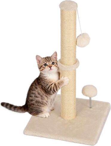 FDW 22 Inch Cat Scratching Post Cat Scratcher Natural Sisal Rope Scratch Post Kitten Trees with Hanging Ball for Indoor Cats,Beige in Saudi Arabia