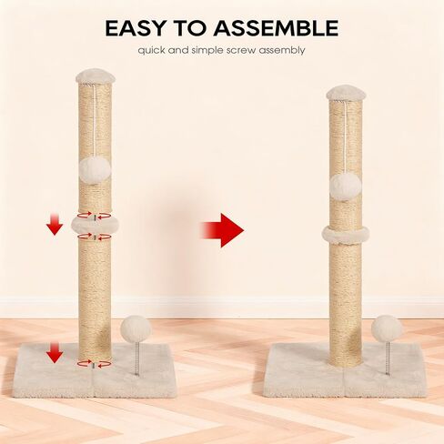 FDW 22 Inch Cat Scratching Post Cat Scratcher Natural Sisal Rope Scratch Post Kitten Trees with Hanging Ball for Indoor Cats,Beige in Saudi Arabia