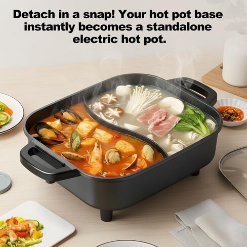 2250W Electric Grill and Hot Pot Combo, 29 x 9.5 Inch Smokeless Indoor BBQ Grill with Easy to Clean, Dual Zone Temperature Control, Includes Food Tongs, Oil Brush, Soup Spoon, Strainer Black in Saudi Arabia