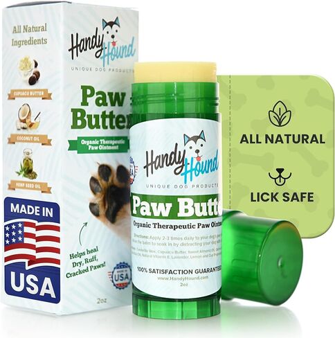 Handy Hound Dog Paw Balm - Paw Butter – Ultimate Dog Paw Protector & Dry Skin Treatment - Nourishing Paw, Nose & Dry Skin Soother - Lick-Safe Paw Balm Dogs Trust - Made in The USA (1 oz) in Kuwait