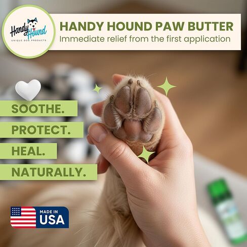 Handy Hound Dog Paw Balm - Paw Butter – Ultimate Dog Paw Protector & Dry Skin Treatment - Nourishing Paw, Nose & Dry Skin Soother - Lick-Safe Paw Balm Dogs Trust - Made in The USA (1 oz) in Kuwait