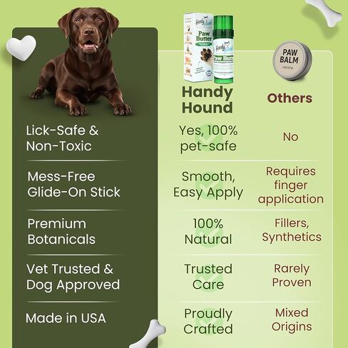 Handy Hound Dog Paw Balm - Paw Butter – Ultimate Dog Paw Protector & Dry Skin Treatment - Nourishing Paw, Nose & Dry Skin Soother - Lick-Safe Paw Balm Dogs Trust - Made in The USA (1 oz) in Kuwait