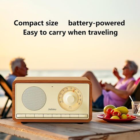 مكبر صوت بلوتوث Radio Vintage ، 2600 مللي أمبير في الساعة راديو قابلة لإعادة الشحن مع هوائي FM مدمج للمطبخ المنزلي وغرفة معيشة مع مقبض دوار in Saudi Arabia
