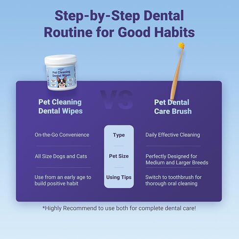 Dog Toothbrush for Medium and Large Dogs, 2pcs, Ultra Soft Bristle, Long-Lasting No Slip Handle, Pet Tooth Brush and Dental Cleaning Brush, Super Thin Bristle Gentle on Gum for Sensitive Pets, Blue in Kuwait