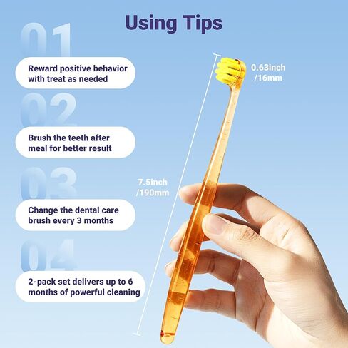 Dog Toothbrush for Medium and Large Dogs, 2pcs, Ultra Soft Bristle, Long-Lasting No Slip Handle, Pet Tooth Brush and Dental Cleaning Brush, Super Thin Bristle Gentle on Gum for Sensitive Pets, Blue in Kuwait