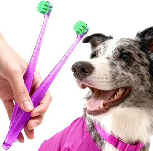 Dog Toothbrush for Medium and Large Dogs, 2pcs, Ultra Soft Bristle, Long-Lasting No Slip Handle, Pet Tooth Brush and Dental Cleaning Brush, Super Thin Bristle Gentle on Gum for Sensitive Pets, Blue in Saudi Arabia