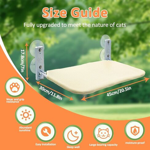 Cat Window Perch, Cordless Hammock, Fold-Up Cat Bed with Zip Closure, Easy Fold Machine Washable Seat, Sturdy Metal Frame for Cats and Kittens (Ocean-Themed Zipper, Extra Large) in Saudi Arabia
