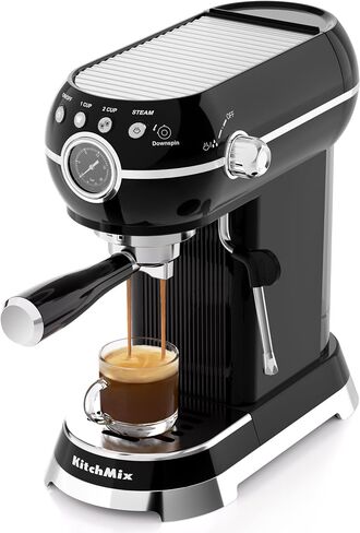 Espresso Machine with Milk Frother ，20 Bar Stainless Steel Espresso Maker with Milk Frother Steam Wand, Espresso Coffee Machine with Removable Water Tank (Black) in Saudi Arabia