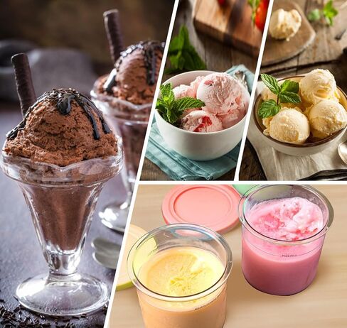 حاويات بديلة لمكاييل وأغطية نينجا كريمي - 4 عبوات، أكواب 16oz متوافقة مع ماكينة صنع الآيس كريم من سلسلة NC301 NC300 NC299AMZ NC290 - خالية من مادة BPA وآمنة للاستخدام في غسالة الأطباق in Kuwait