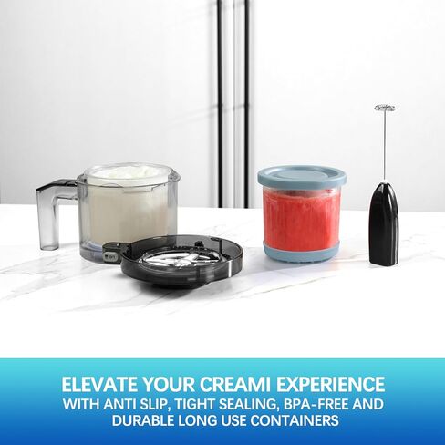 لمكاييل وأغطية نينجا كريمي - 4 عبوات، 16 أونصة متوافقة مع صانعات الآيس كريم من سلسلة NC299AMZ وNC300s، أكواب إضافية بديلة لحاويات نينجا الكريمية محكمة الغلق ومضادة للانزلاق وآمنة للاستخدام في غسالة الأطباق in Kuwait