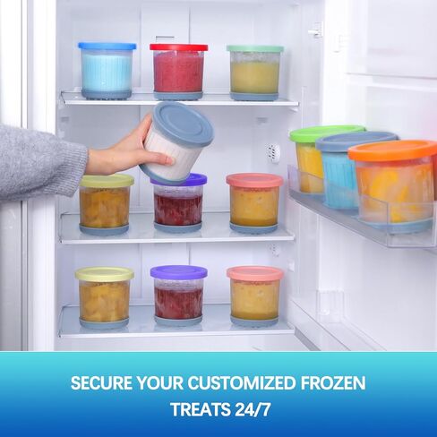 لمكاييل وأغطية نينجا كريمي - 4 عبوات، 16 أونصة متوافقة مع صانعات الآيس كريم من سلسلة NC299AMZ وNC300s، أكواب إضافية بديلة لحاويات نينجا الكريمية محكمة الغلق ومضادة للانزلاق وآمنة للاستخدام في غسالة الأطباق in Kuwait