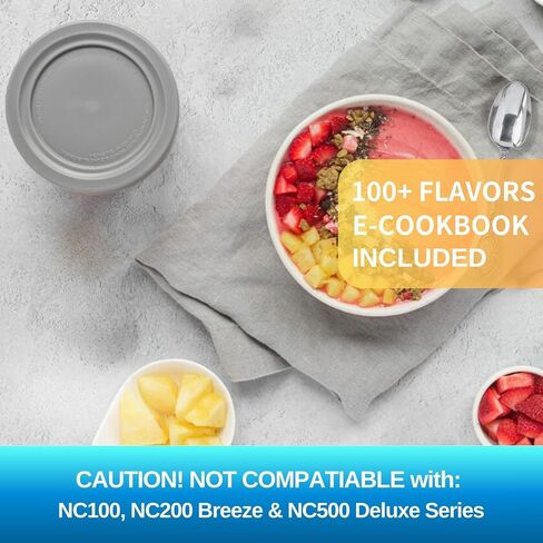 لمكاييل وأغطية نينجا كريمي - 4 عبوات، 16 أونصة متوافقة مع صانعات الآيس كريم من سلسلة NC299AMZ وNC300s، أكواب إضافية بديلة لحاويات نينجا الكريمية محكمة الغلق ومضادة للانزلاق وآمنة للاستخدام في غسالة الأطباق in Kuwait