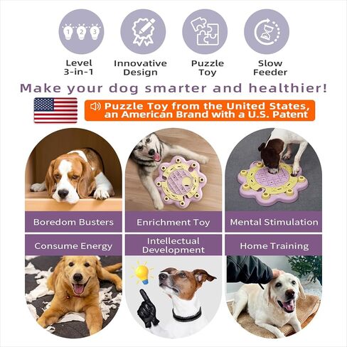 KADTC U.S. Brand & Design - 3 Levels of Challenge Dog Puzzle Toy Christmas & New Year Gift Pink Toys for Small/Medium/Large Dogs Treat Puzzles Food Slow Feeder Puppy Brain Mental Stimulation Games in Saudi Arabia