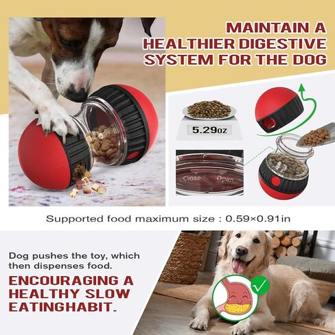 Interactive Dog Puzzle Toy - Mental Stimulation Rolling Treat Dispenser Ball & Slow Feeder Bowl Combo Set | Keeps Your Beloved Dog Focused & Busy | Large Adjustable Treat Dispenser (4.05x4.05x7.2 in) in Saudi Arabia