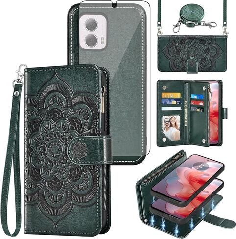 ASUWISH PHONE CASE لـ MOTEROLA MOTO G POWER 5G 2024 SHIPPER WALLET غطاء خلايا مغناطيسي قابلة للفصل مع حامي الشاشة الزجاجية المقسّن in Kuwait