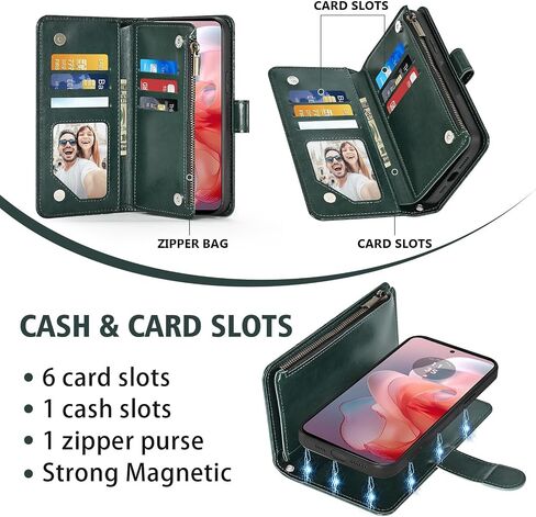 ASUWISH PHONE CASE لـ MOTEROLA MOTO G POWER 5G 2024 SHIPPER WALLET غطاء خلايا مغناطيسي قابلة للفصل مع حامي الشاشة الزجاجية المقسّن in Kuwait