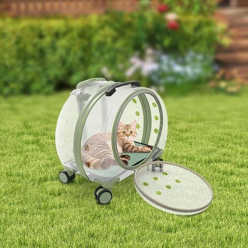 عربة محمولة للحيوانات الأليفة، حامل قطط صلب شفاف وقابل للتنفس بالكامل مع عجلات دوارة، خيارات حمل متعددة قابلة للتطبيق يصل وزنها إلى 19.84 رطلًا للقطط والكلاب (وردي) in Kuwait