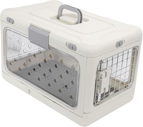 Pssopp Portable Cat Carrier Plastic Cat Crate, Portable Plastic Foldable Carrier Kennel Large Capacity for Airplane Travel Gifts in Saudi Arabia