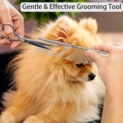 Dog Combs with Rounded Ends Stainless Steel Teeth, Cat Comb for Removing Tangles and Knots, Professional Grooming Tool for Long and Short Haired Dog, Cat and other pets, 7.4IN in Saudi Arabia