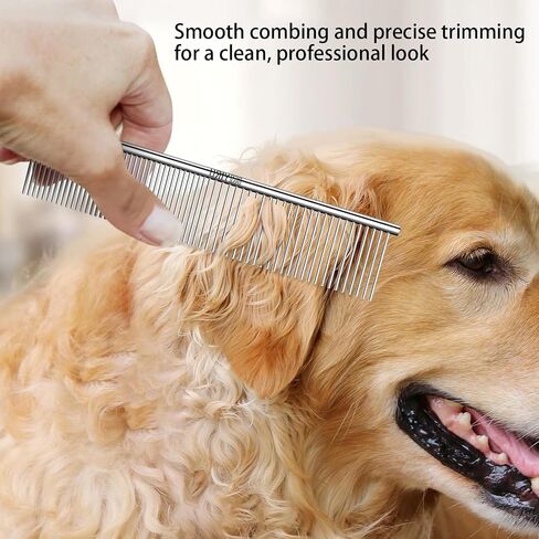 Dog Combs with Rounded Ends Stainless Steel Teeth, Cat Comb for Removing Tangles and Knots, Professional Grooming Tool for Long and Short Haired Dog, Cat and other pets, 7.4IN in Saudi Arabia