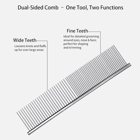 Dog Combs with Rounded Ends Stainless Steel Teeth, Cat Comb for Removing Tangles and Knots, Professional Grooming Tool for Long and Short Haired Dog, Cat and other pets, 7.4IN in Saudi Arabia