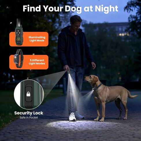 طوق الصدمات للكلاب - طوق تدريب عن بعد بطول 4000 قدم مع 4 أوضاع وإضاءة LED، IP67 مقاوم للماء، طوق E قابل لإعادة الشحن للكلاب الصغيرة والكبيرة، أخضر in Kuwait