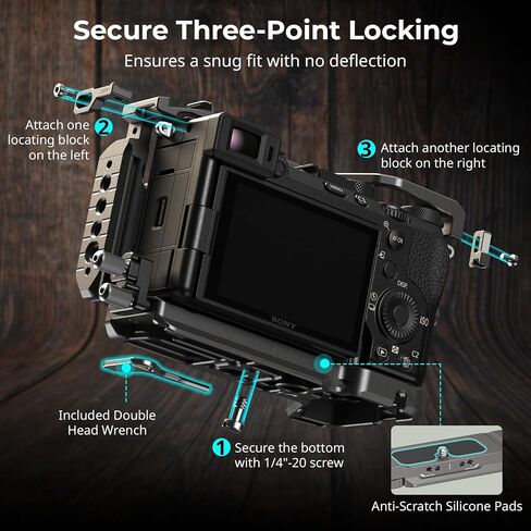 SmallRig Cage Kit for Sony A7C II / A7CR with a Cable Clamp for HDMI, Full Access Vlog Making Camera Video Cage for Sony Alpha 7C II/Alpha 7CR with Hinge Arm, Built-in QR Plate for Arca - 4422 in Saudi Arabia