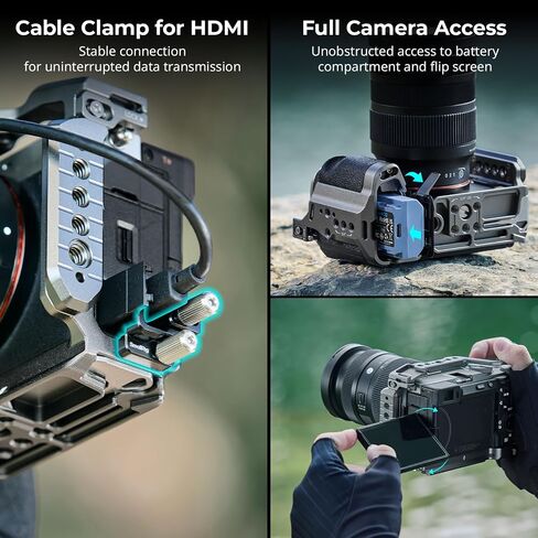 SmallRig Cage Kit for Sony A7C II / A7CR with a Cable Clamp for HDMI, Full Access Vlog Making Camera Video Cage for Sony Alpha 7C II/Alpha 7CR with Hinge Arm, Built-in QR Plate for Arca - 4422 in Saudi Arabia