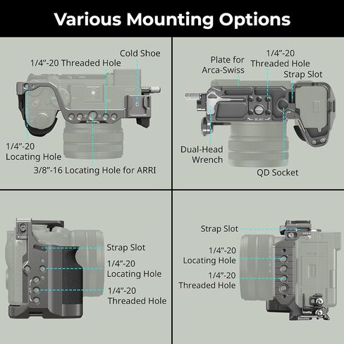 SmallRig Cage Kit for Sony A7C II / A7CR with a Cable Clamp for HDMI, Full Access Vlog Making Camera Video Cage for Sony Alpha 7C II/Alpha 7CR with Hinge Arm, Built-in QR Plate for Arca - 4422 in Saudi Arabia