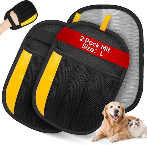 2 Pcs Pet Hair Removal Glove, Upgraded Five-Finger Electrostatic Pet Hair Removal Gloves for Dogs & Cats, Reusable Magic Brush Pet Hair Remover Tool for Clothing, Couch, Carpet, Car Seat in Saudi Arabia