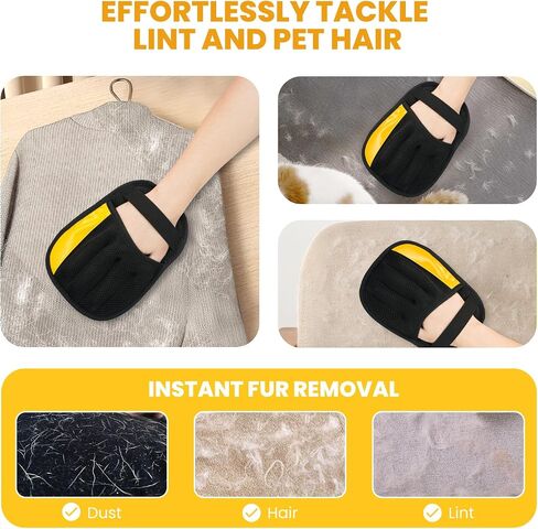 2 Pcs Pet Hair Removal Glove, Upgraded Five-Finger Electrostatic Pet Hair Removal Gloves for Dogs & Cats, Reusable Magic Brush Pet Hair Remover Tool for Clothing, Couch, Carpet, Car Seat in Saudi Arabia