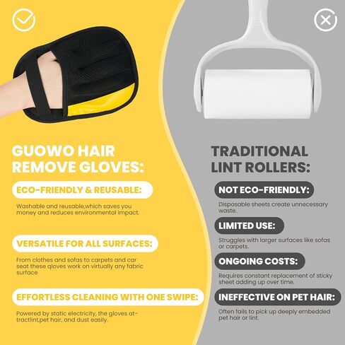 2 Pcs Pet Hair Removal Glove, Upgraded Five-Finger Electrostatic Pet Hair Removal Gloves for Dogs & Cats, Reusable Magic Brush Pet Hair Remover Tool for Clothing, Couch, Carpet, Car Seat in Saudi Arabia