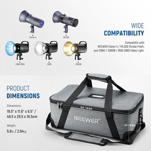 Neewer Trolley Case for Photo Studio Equipment, 30"x11"x11"/77x28x27cm, Tripod Rolling Bag with Wheels/Straps/Padded Compartment/Handle for Light Stands, Strobes, Photography Accessories, PB005 in Saudi Arabia