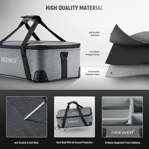 Neewer Trolley Case for Photo Studio Equipment, 30"x11"x11"/77x28x27cm, Tripod Rolling Bag with Wheels/Straps/Padded Compartment/Handle for Light Stands, Strobes, Photography Accessories, PB005 in Saudi Arabia