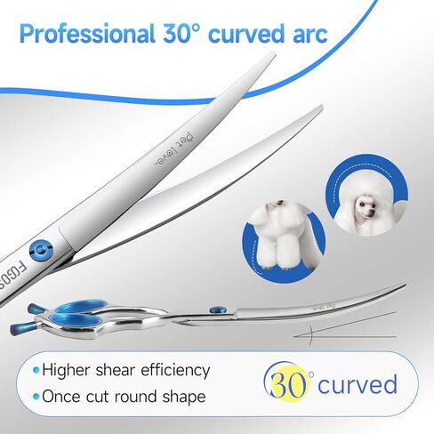 Curved Dog Grooming Scissors 7.5 in Curve Shears for Pet Dogs Cat Japan 440C 30°Arc Upward & Downward Classic Handle for Trimming Face and Paws(7.5, Curved) in Kuwait