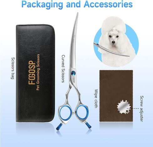 Curved Dog Grooming Scissors 7.5 in Curve Shears for Pet Dogs Cat Japan 440C 30°Arc Upward & Downward Classic Handle for Trimming Face and Paws(7.5, Curved) in Kuwait