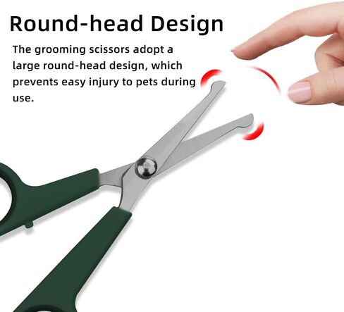 2-Pack Green Pet Grooming Scissors, Stainless Steel Blades, Safe for Dogs/Cats, Comfortable Grip for Home Use in Saudi Arabia