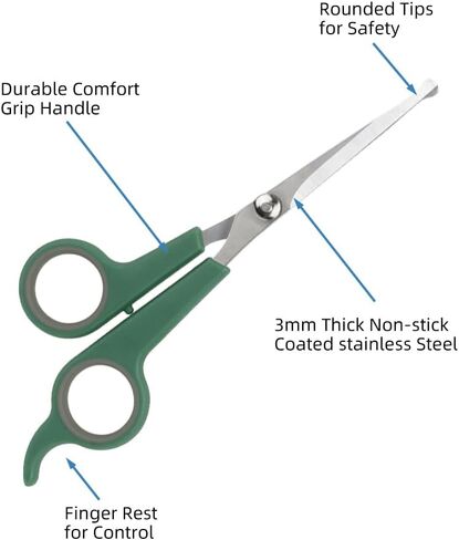 2-Pack Green Pet Grooming Scissors, Stainless Steel Blades, Safe for Dogs/Cats, Comfortable Grip for Home Use in Saudi Arabia