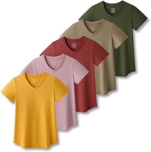 5 Pack: Womens Dry Fit Workout Shirts, Short Sleeve Athletic Gym Tshirts, Ladies Active Long Tees Bulk in Saudi Arabia