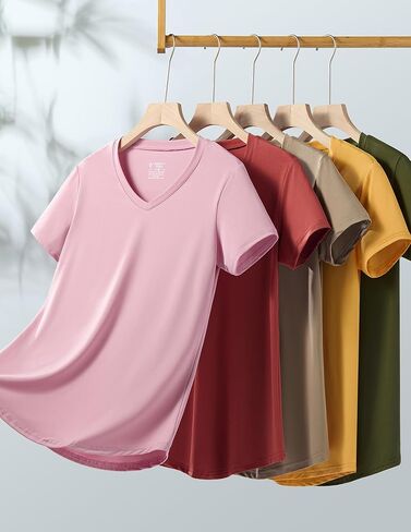 5 Pack: Womens Dry Fit Workout Shirts, Short Sleeve Athletic Gym Tshirts, Ladies Active Long Tees Bulk in Saudi Arabia