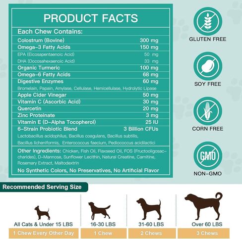 NATURE TARGET Dog Allergy Chews - Dog Allergy Relief, for Skin, Coat, Anti-Itch, Seasonal Allergies, Scratching, Pawlicking, 180 Freeze Dried Chews in Saudi Arabia