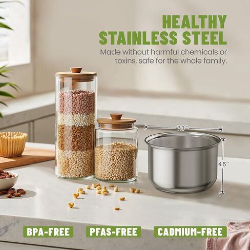 Electric Rice Cooker with One Touch for Asian Japanese Sushi Rice, 5-Cup Uncooked with Stainless Steel Inner Pot, Removable Inner Cover and Steamer, Silver in Kuwait