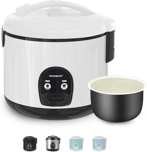 Electric Rice Cooker with One Touch for Asian Japanese Sushi Rice, 5-Cup Uncooked with Stainless Steel Inner Pot, Removable Inner Cover and Steamer, Silver in Kuwait
