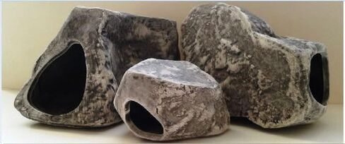 Aquarium Rock Caves- Cichlid Stone 3 Assorted Hollow Ceramic Caves in Saudi Arabia