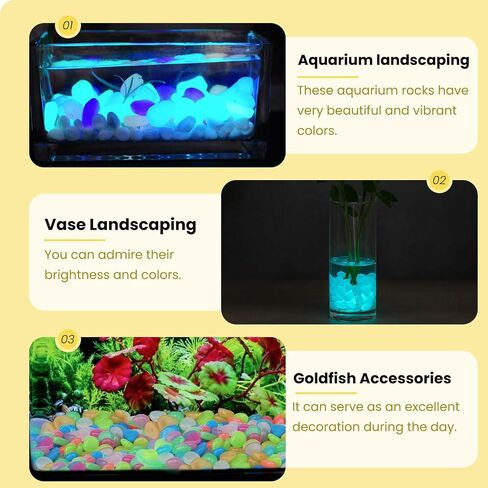 50PCS Glow-in-The-Dark Fish Tank Rocks - 20mm Blue Aquarium Gravel, Fish Tank Decorations for Garden/Aquarium/Plant Pots/Bonsai Walkway/Driveway in Saudi Arabia