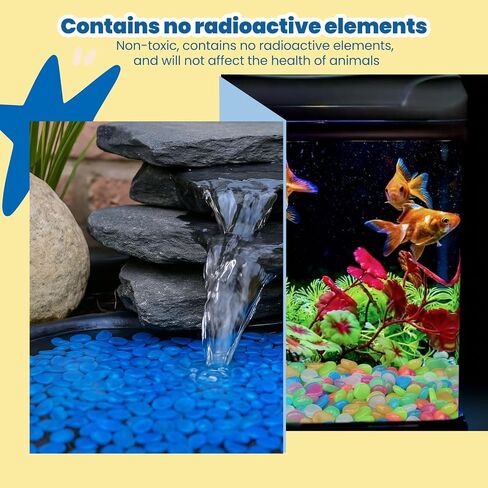 50PCS Glow-in-The-Dark Fish Tank Rocks - 20mm Blue Aquarium Gravel, Fish Tank Decorations for Garden/Aquarium/Plant Pots/Bonsai Walkway/Driveway in Saudi Arabia