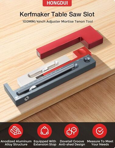 HONGDUI JF06 Kerfmaker Table Saw Slot Adjuster Mortise and Tenon Tool Woodworking Movable Measuring Block in Kuwait