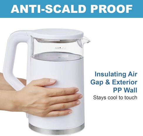 Electric Kettle, 1500W Fast Boiling Glass Water Kettle with Temperature Control, 1.7L Cordless Stainless Steel Base, Keep Warm & Auto Shut-Off, BPA-Free, White in Kuwait